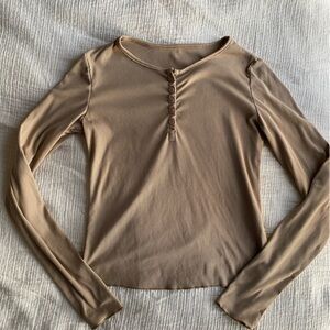 Elegant Beige Long Sleeve Top